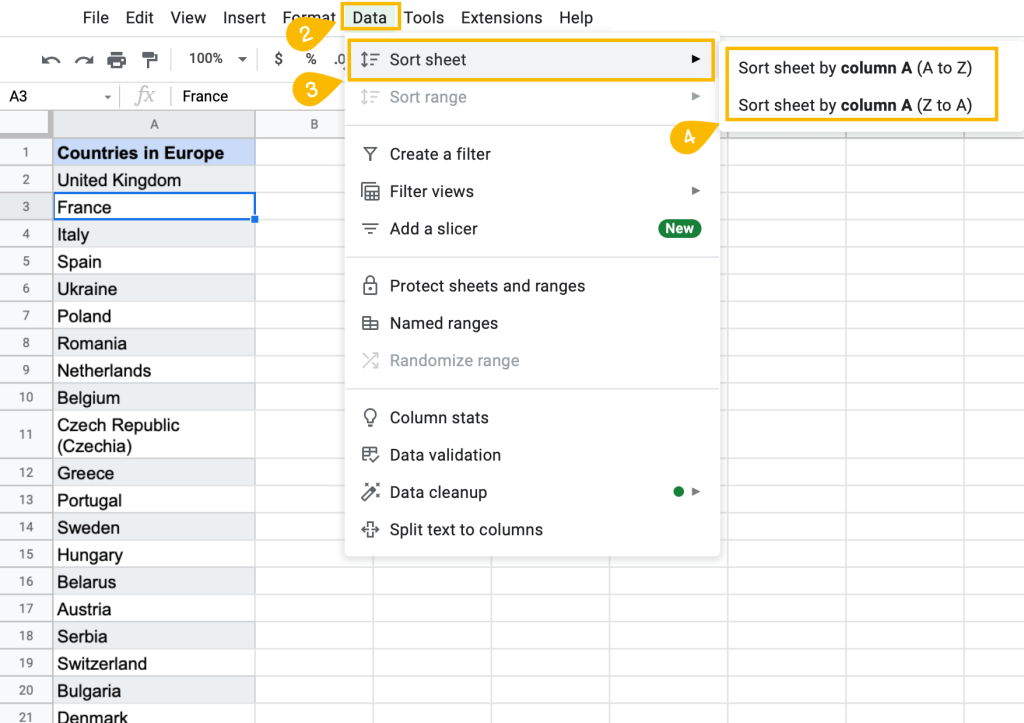 how to sort sheet