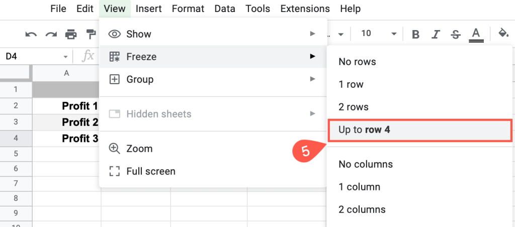 select up to row four