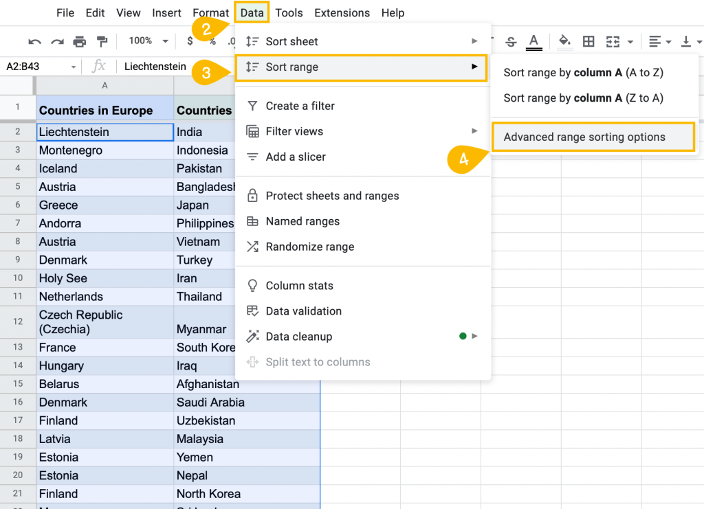 sort multiple columns