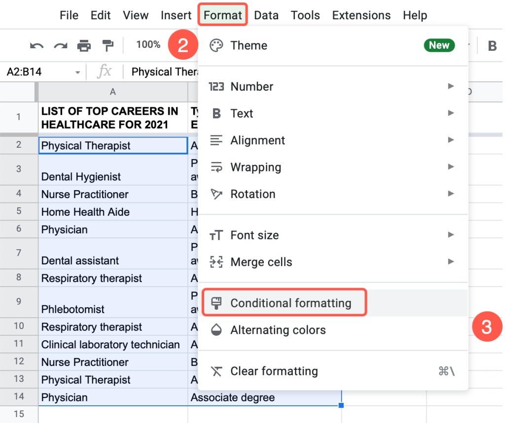 use conditional formatting