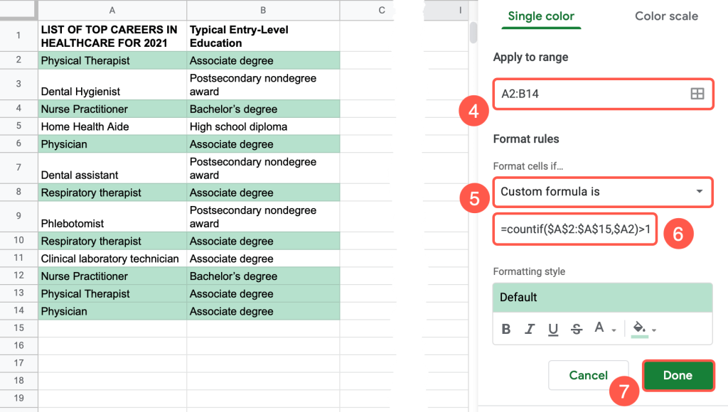 use formula to find and highlight duplicates