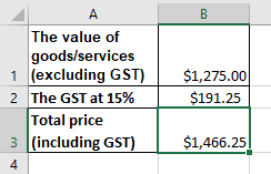 Total price, including GST