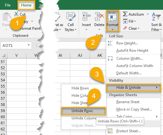 How To☝️ Unhide All Rows Or Columns In Excel Spreadsheet Daddy 5194