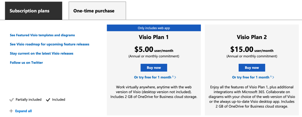 visio subscription plans