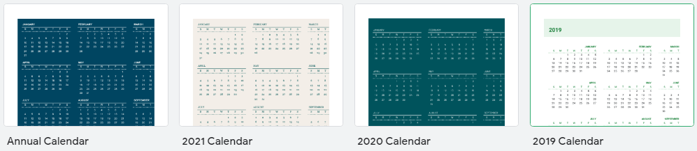 Calendar templates