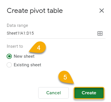 Create Pivot Table