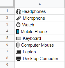 Emojis in Google Sheets