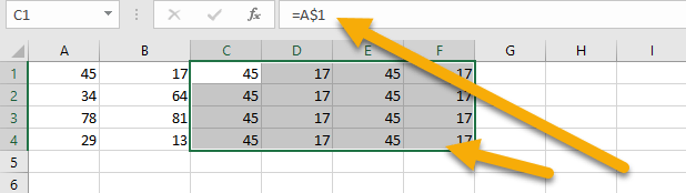 How to Lock the Reference for the Entire Row or Column