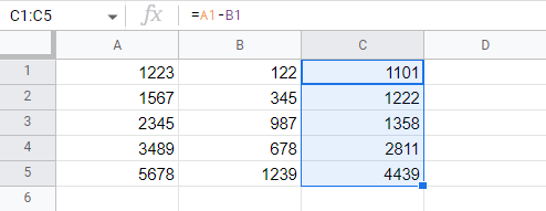 How to Subtract Columns in Google Sheets