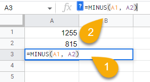 How to Subtract in Google Sheets with the Minus Function