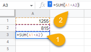 How to Subtract in Google Sheets with the SUM Function