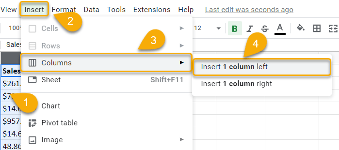 How to insert 1 column