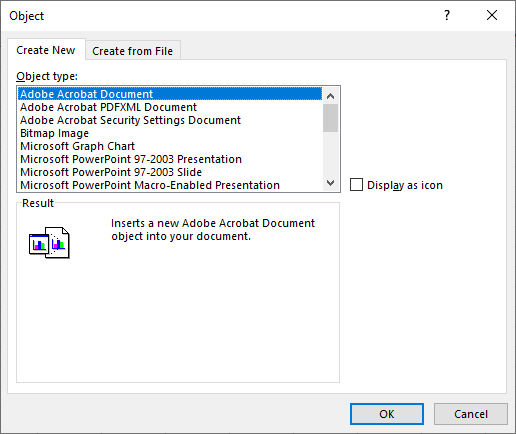 Object dialog box