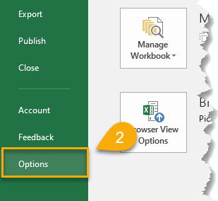 Options in Excel