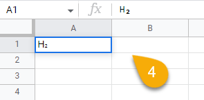 Subscript in Google Sheets