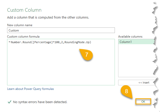 Custom Column menu