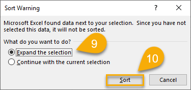 Expand the selection Option