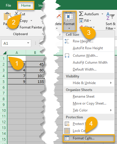 Format cells