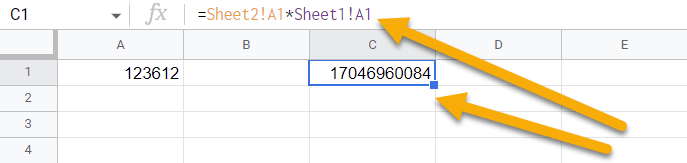 How do I multiply cells in different worksheets