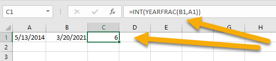 How to round the decimal value of year in Excel