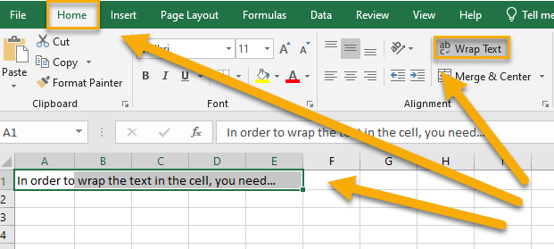 How to wrap text in a cell