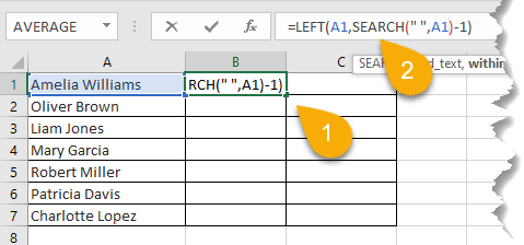 =LEFT(A1,SEARCH( ,A1)-1) formula