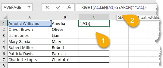 =RIGHT(A1,LEN(A1)-SEARCH( ,A1)) formula