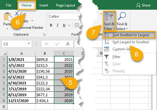 Sort &Filter option