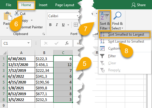 Sort Smallest to Largest