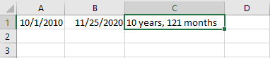 Years and Months in Excel