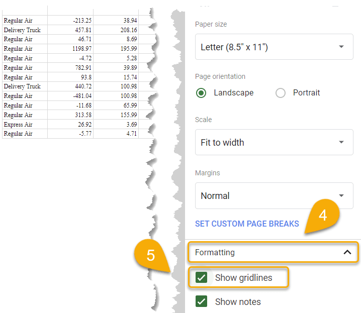 Formatting section