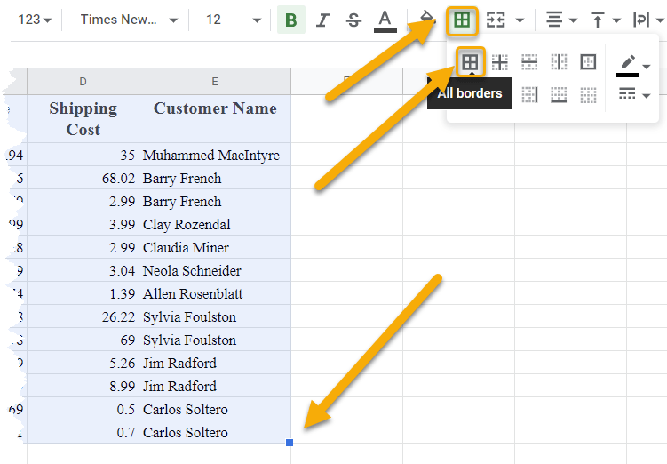 How do I add borders to the data before removing gridlines