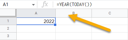 How do I display the current year in Excel