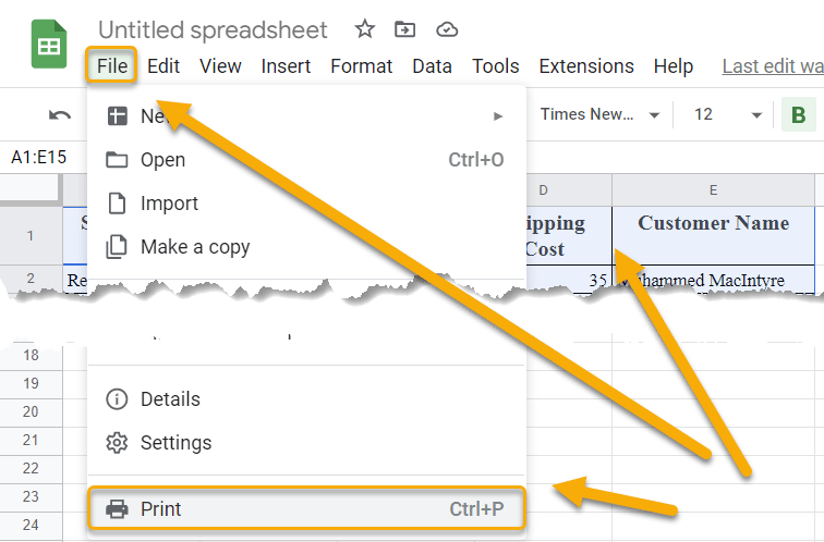 How do I show gridlines in Google Sheets when I print