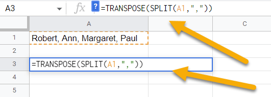 How do I split cells vertically in Google Sheets