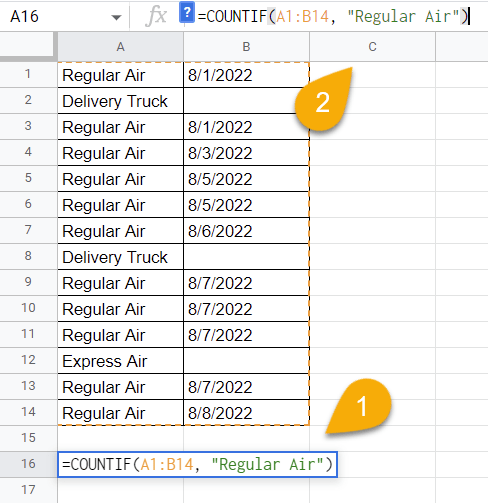 How to Count the Number of Cells with Specific Text Using a Formula