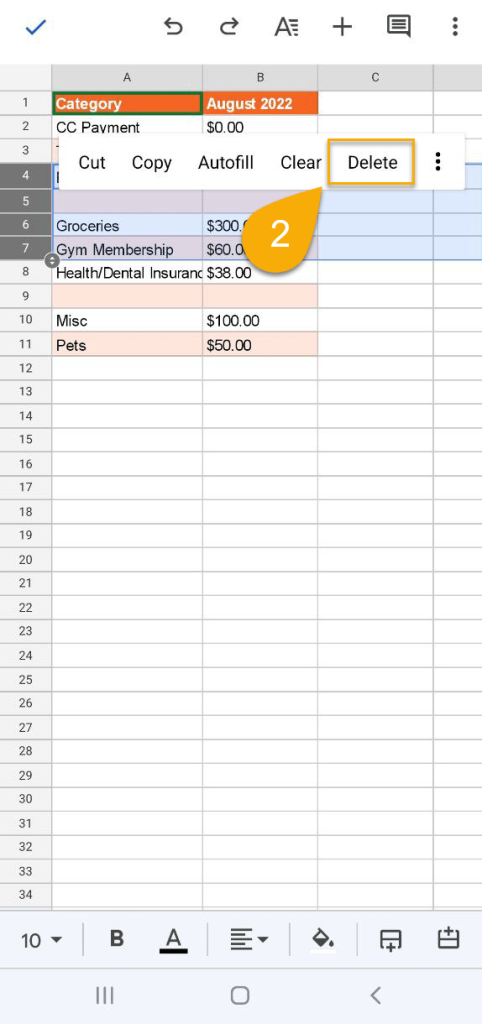 How to Delete Rows in Google Sheets on Mobile Devices