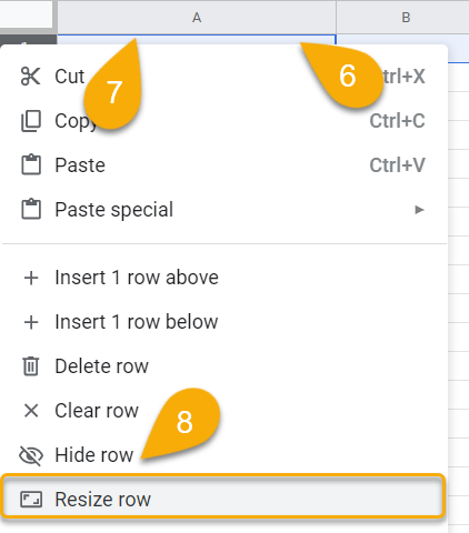 How to Resize row