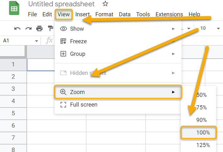 How to return to 100% Zoom