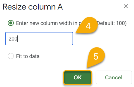 Resize column