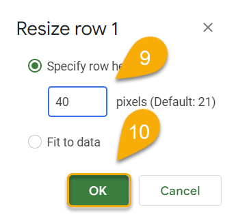 Resize row