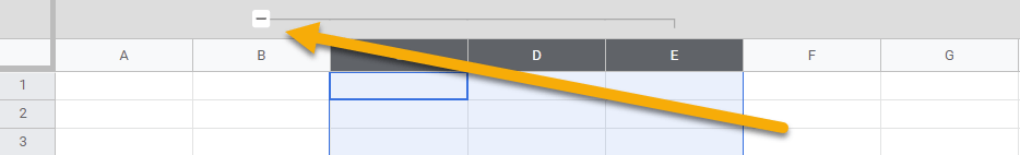 The minus sign above the grouped columns