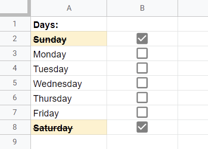 Checkboxes in Google Sheets