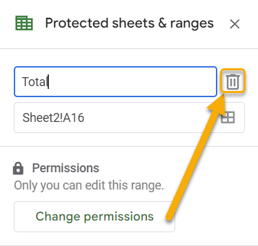 Delete range or sheet protection