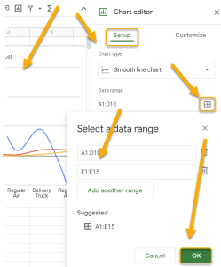 How do I find the chart editor in Google Sheets