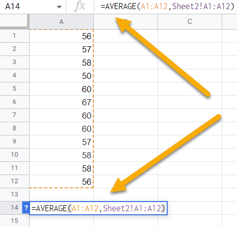 How do you average across sheets in Google Sheets