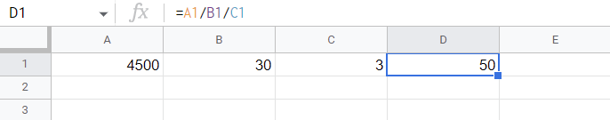 How To Divide Multiple Cells In Google Sheets