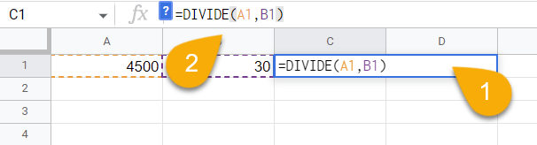 How to Divide Values in Google Sheets