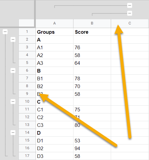 Multiple Layers of Grouped Rows and Columns