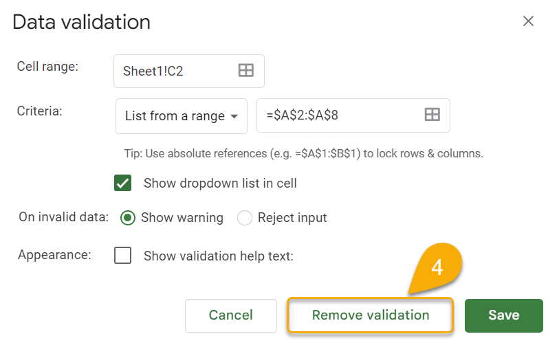 How To Set Up Data Validation Based On Another Cell In Google Sheets 